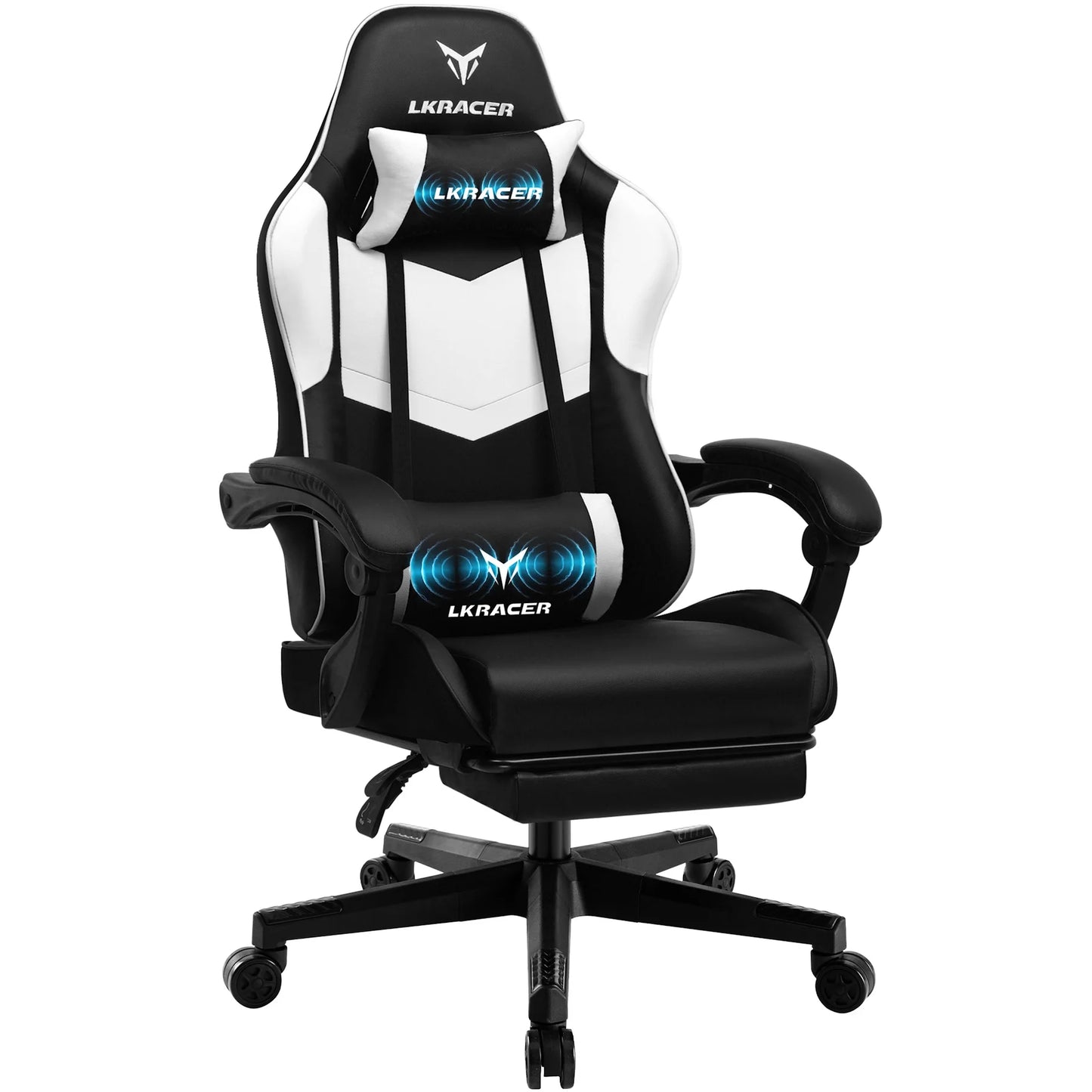 LUCKRACER Gaming Chair, Massage Ergonomic Computer Chair with Lumbar Support High Back Height Adjustable Gaming Chair