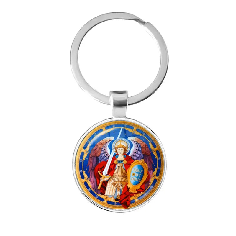 New Men Keychains Archangel St.Michael Protect Me Saint Shield Protection Charm Russian Orhodox Keyrings Jewelry For Holy Gift