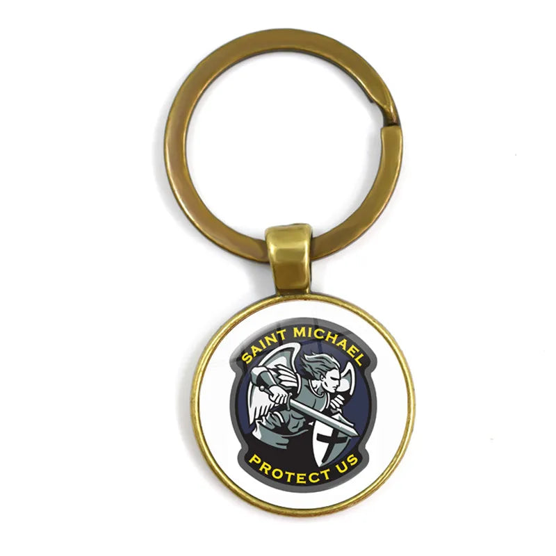 New Men Keychains Archangel St.Michael Protect Me Saint Shield Protection Charm Russian Orhodox Keyrings Jewelry For Holy Gift