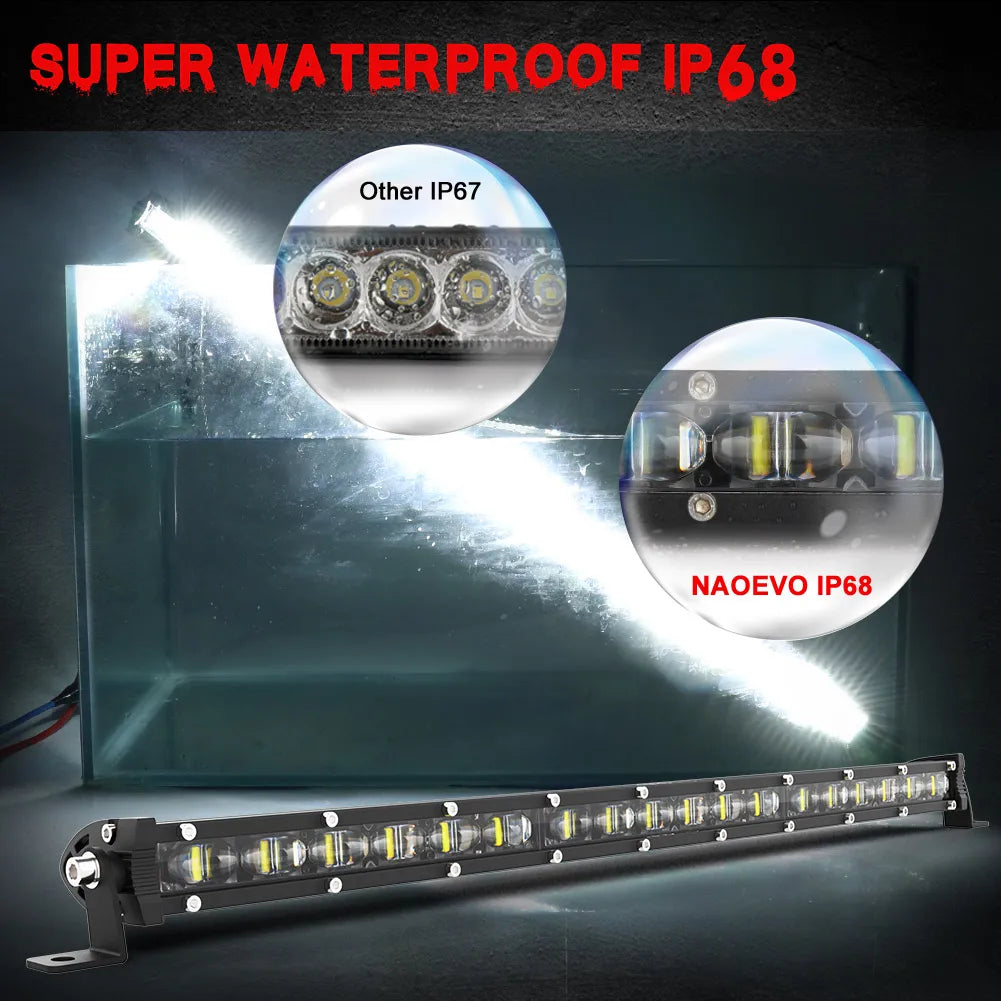 6D Ultra Strip LED Light Bar 8" 14" 20" inch Driving Fog Lamp Work Light 4x4 Led Bar for Motorcycle Offroad SUV ATV Tractor