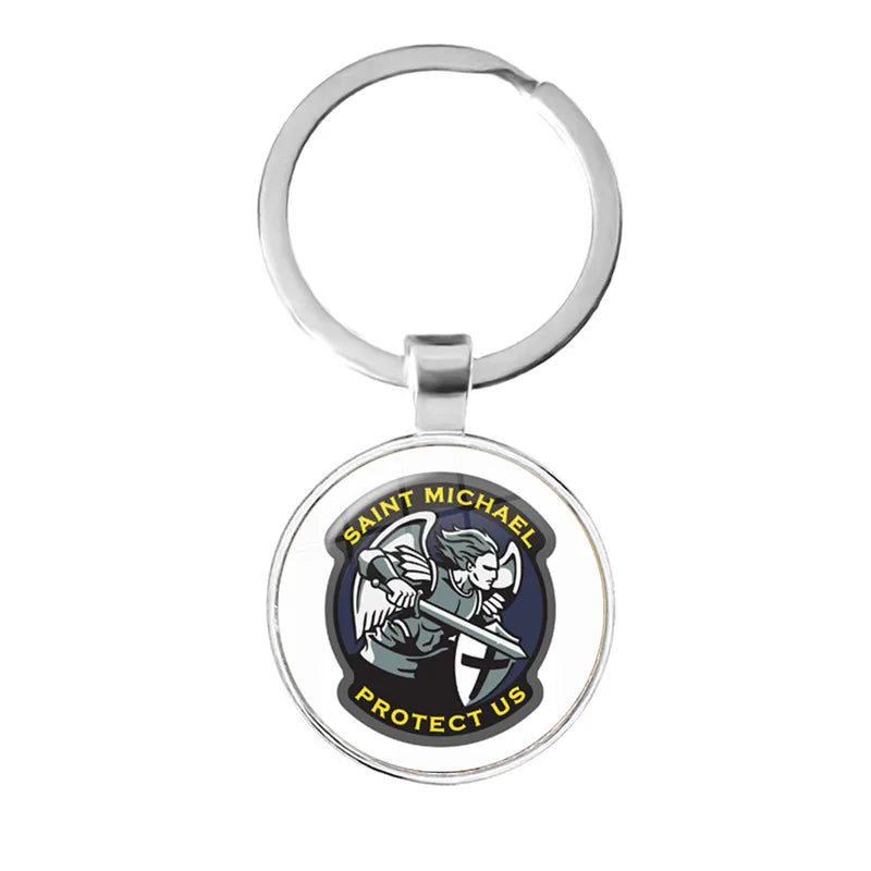 New Men Keychains Archangel St.Michael Protect Me Saint Shield Protection Charm Russian Orhodox Keyrings Jewelry For Holy Gift