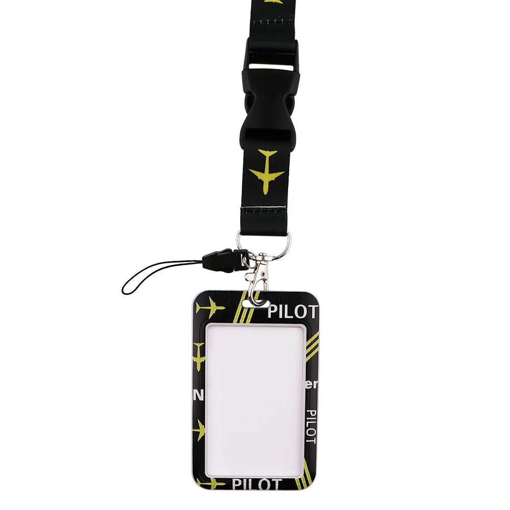 DZ1808 Airplane Lanyard Credit ID Badge Holder Key Rings Bag Student Cute Travel Bank Bus Business Card Cover Keychain