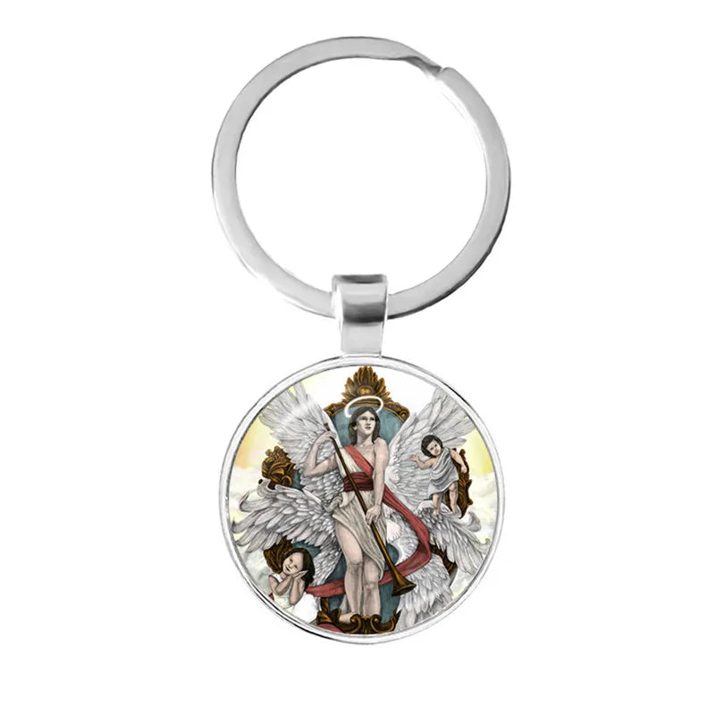 New Men Keychains Archangel St.Michael Protect Me Saint Shield Protection Charm Russian Orhodox Keyrings Jewelry For Holy Gift