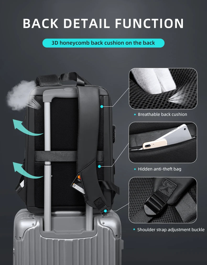 Fenruien Brand Laptop Backpack Anti-theft Waterproof School Backpacks USB Charging Men Business Travel Bag Backpack New Design