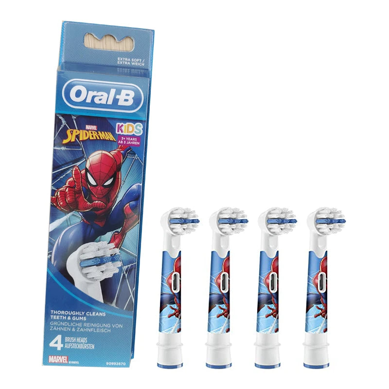 Oral B Replacement Brush Heads For Kids Electric Toothbrush Spider-man Version Soft Bristle Toothbrush Refills For Boy 4Pcs/Pack