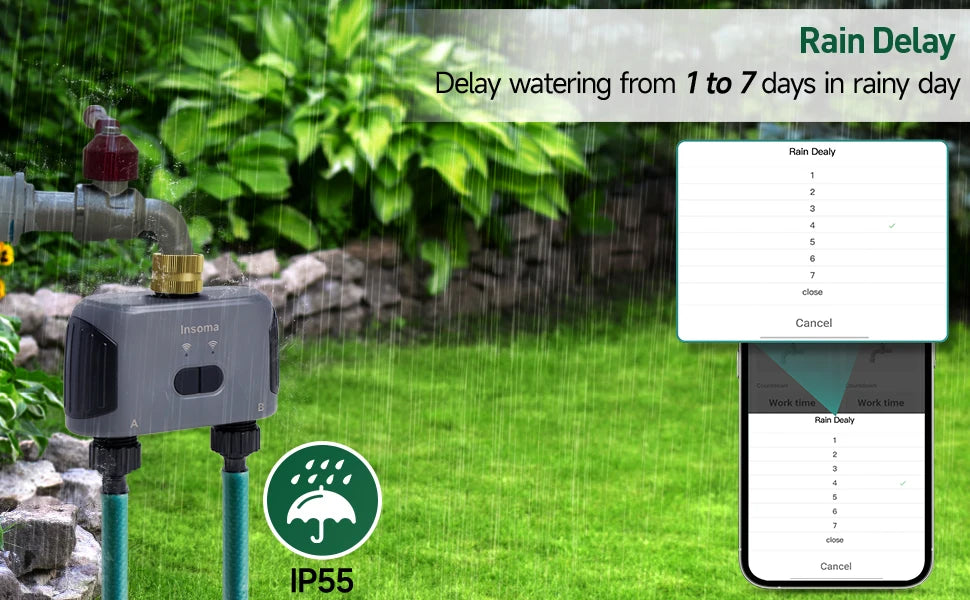 Insoma Automatic Water Timer with Gateway 2 Ways Garden Irrigation Watering System Sprinkler Programmer Tools support Alexa