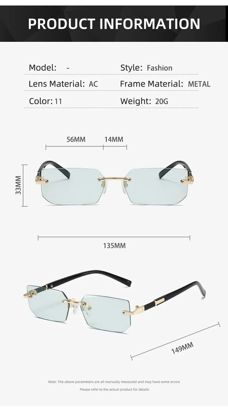 High Definition Sunglasses for Men Ladies Blue Light Blocking Eye Protection Eyewear Rimless Square Frame Eyeglasses Goggle