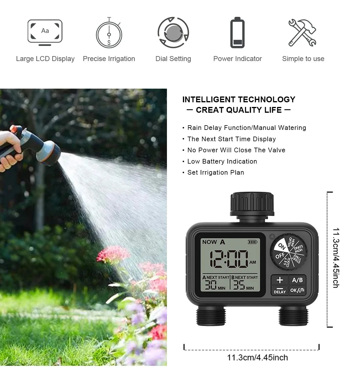 Newest 2-outlet Digital Water Timer Independent Programming Control Adjustable Sprinker Easy Installation Garden Lawn Irrigate