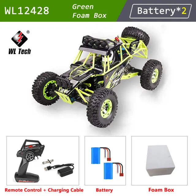 WLtoys 12428 1:12 4WD RC Racing Car High Speed Off-Road Remote Control Alloy Climbing Truck LED Light Buggy Boys Toys Kids Gift