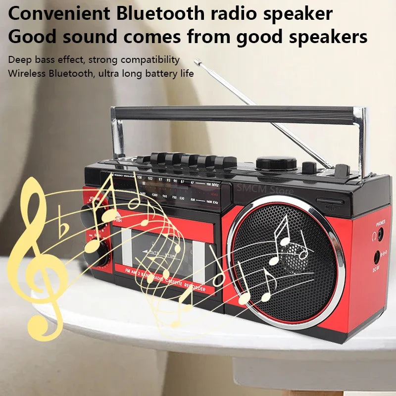 Retro Multi Band Radio, Multi Function, High Volume Tape Wireless Bluetooth Caixa De Som Family Party Elderly Radio Audio TF USB