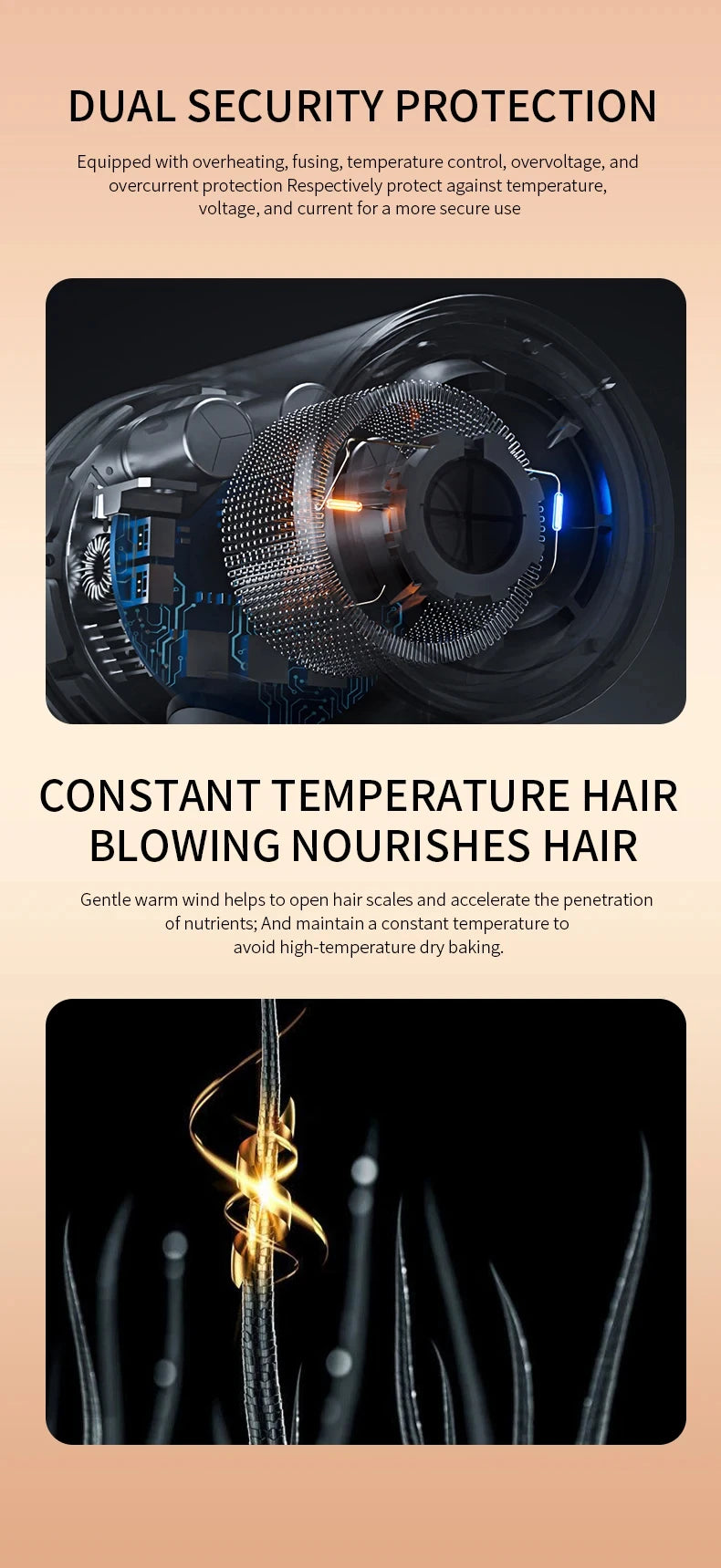 F33 T821 Professional Hair Dryer Hot Cold Wind Air Brush Hairdryer Negative Lonic Blow Dryer Strong PowerDryer Salon Tool 2400W