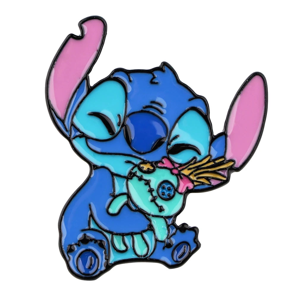 Stitch Animated Enamel Pins Cool Character Brooch Clothing Backpack Lapel Badges Fashion Jewelry Accessories For Friends Gifts