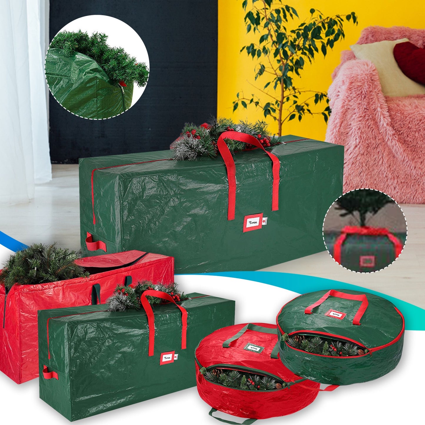 Christmas Tree Storage Bags Organizer Bags Waterproof Christmas Tree Storage Bag Insect Resistant Christmas Day Dust-Storage Bag