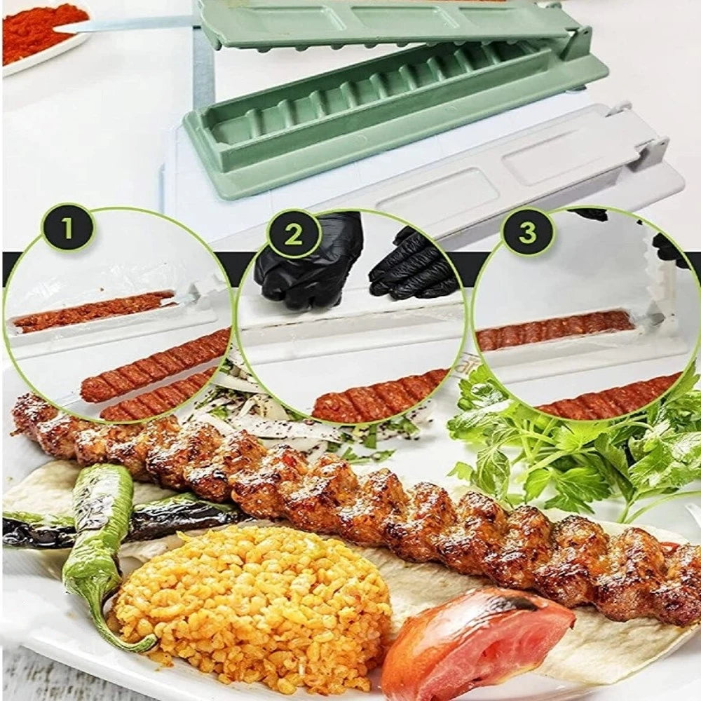 NewSingle Row Kebab Maker Bbq Meat Skewer Machine Kebab Press Maker Reusable Plastic Bbq Skewer Maker Kebab Preparation BBQ Tool