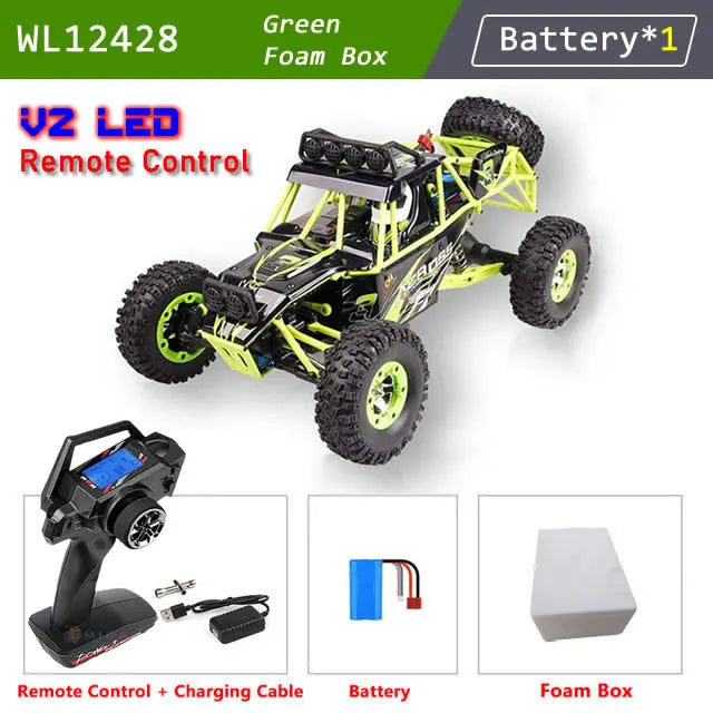 WLtoys 12428 1:12 4WD RC Racing Car High Speed Off-Road Remote Control Alloy Climbing Truck LED Light Buggy Boys Toys Kids Gift