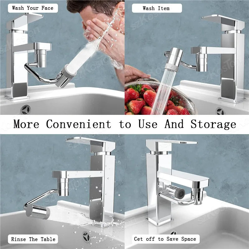 Rotatable Water tap nozzle 1080 Degree Dual mode stainless steel faucet extender For Kitchen Washbasin bathroom accessories