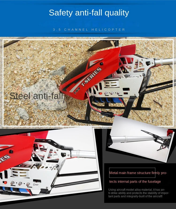 3.5CH 80cm High Quality Extra Large Remote Control Aircraft Crash-Resistant Remote Control  Outdoor Aircraft Helicopter