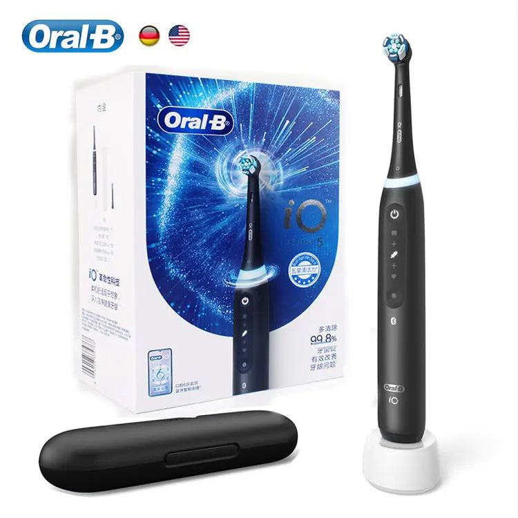 Oral B iO5 Smart Electric Toothbrush Rechargeable Bluetooth 5 Mode with Brush Head Travel Box for Adult Deep Clean Gum Care