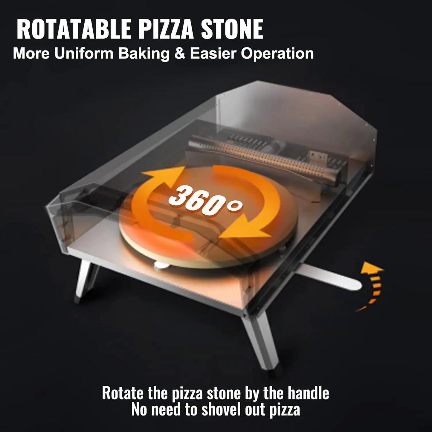 Gas Outdoor Pizza Oven, 16-Inch Propane Pizza Ovens With Auto Rotatable Stone, Large Portable Pizza Maker For Outside