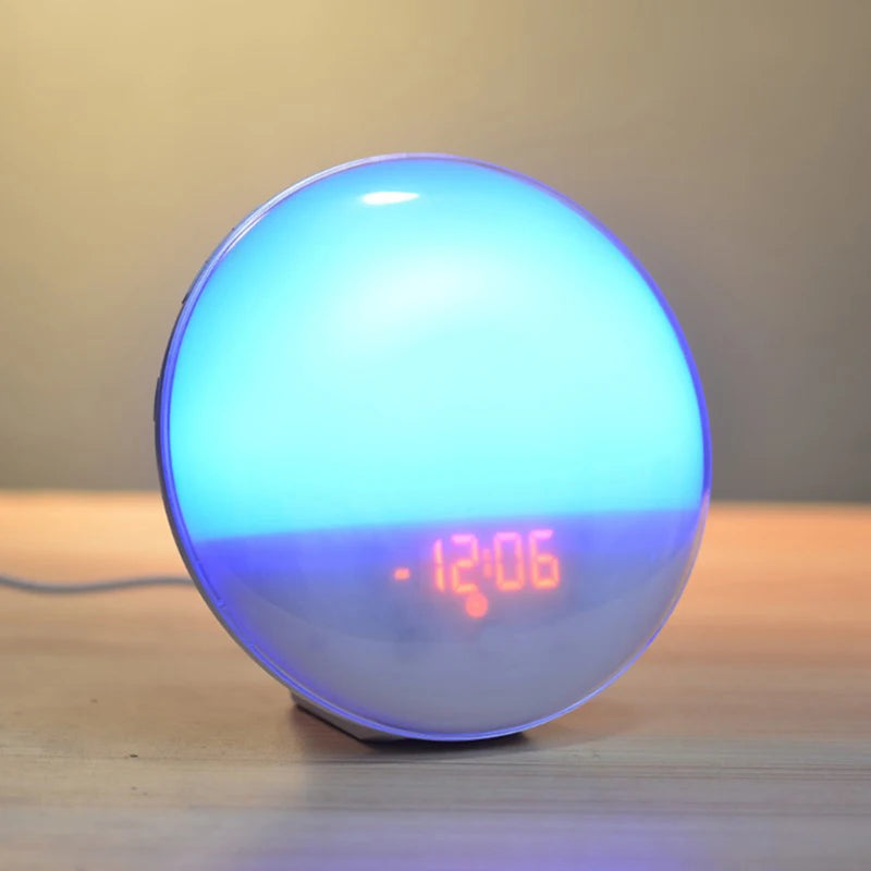 Wake Up Light Alarm Clock with Sunrise/Sunset Simulation Dual Alarms FM Radio Nightlight 7 Colors Natural Sounds Snooze