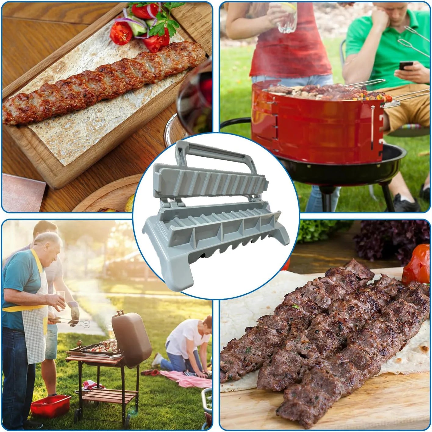 NewSingle Row Kebab Maker Bbq Meat Skewer Machine Kebab Press Maker Reusable Plastic Bbq Skewer Maker Kebab Preparation BBQ Tool