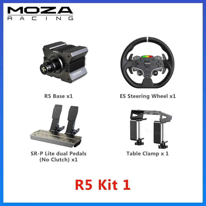 MOZA Racing R5 Bundle Kit Racing simulator game steering wheel Game steering wheel pressure pedal complete equipment bracket