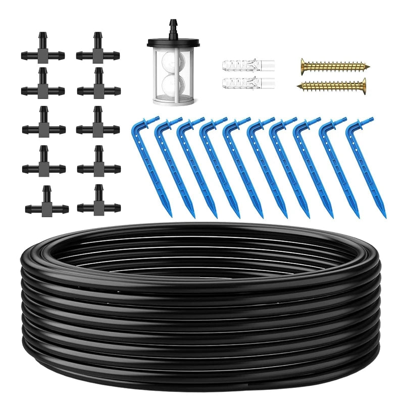 DIY solar irrigation, with a 15 meter hose garden watering system, garden balcony greenhouse drip irrigation system