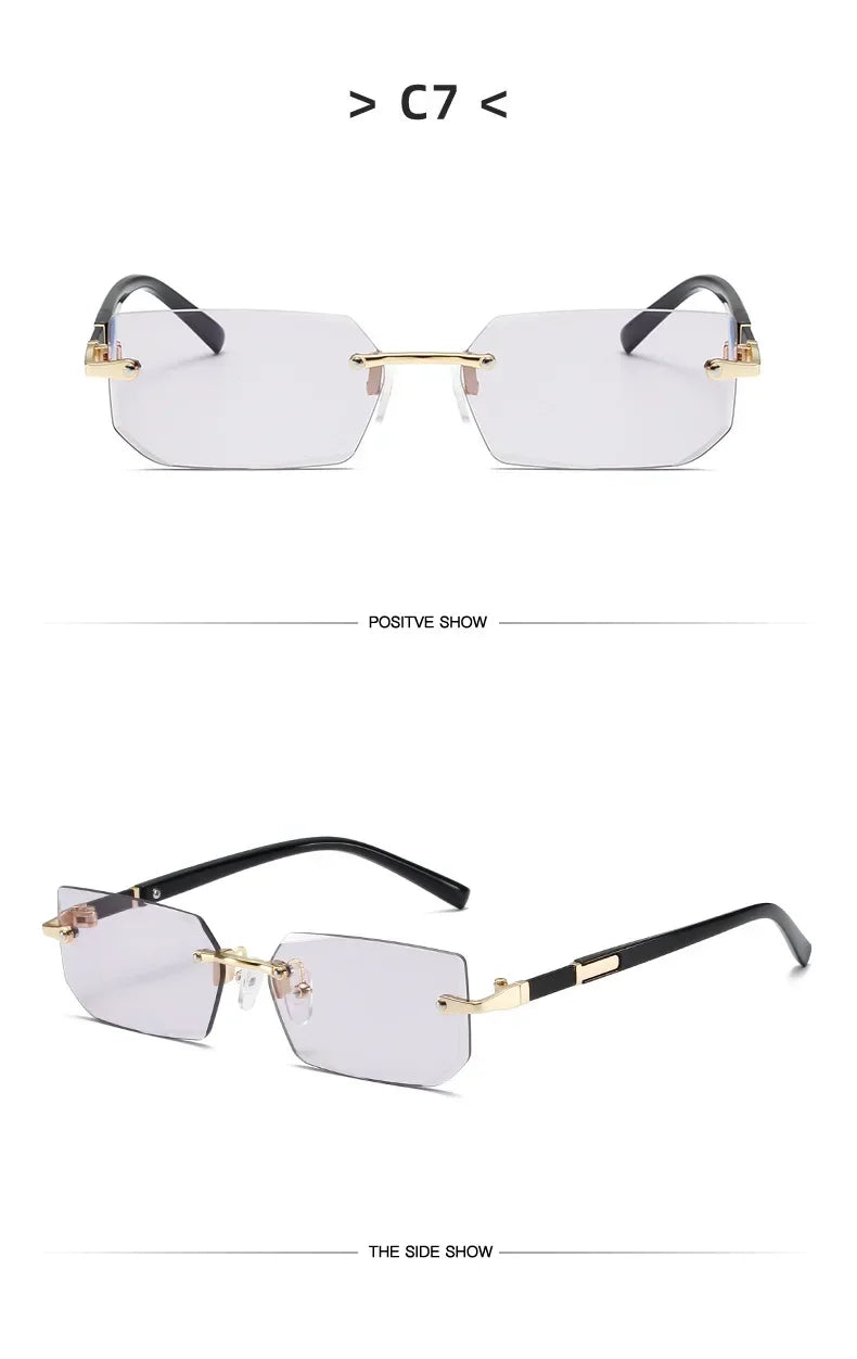 High Definition Sunglasses for Men Ladies Blue Light Blocking Eye Protection Eyewear Rimless Square Frame Eyeglasses Goggle