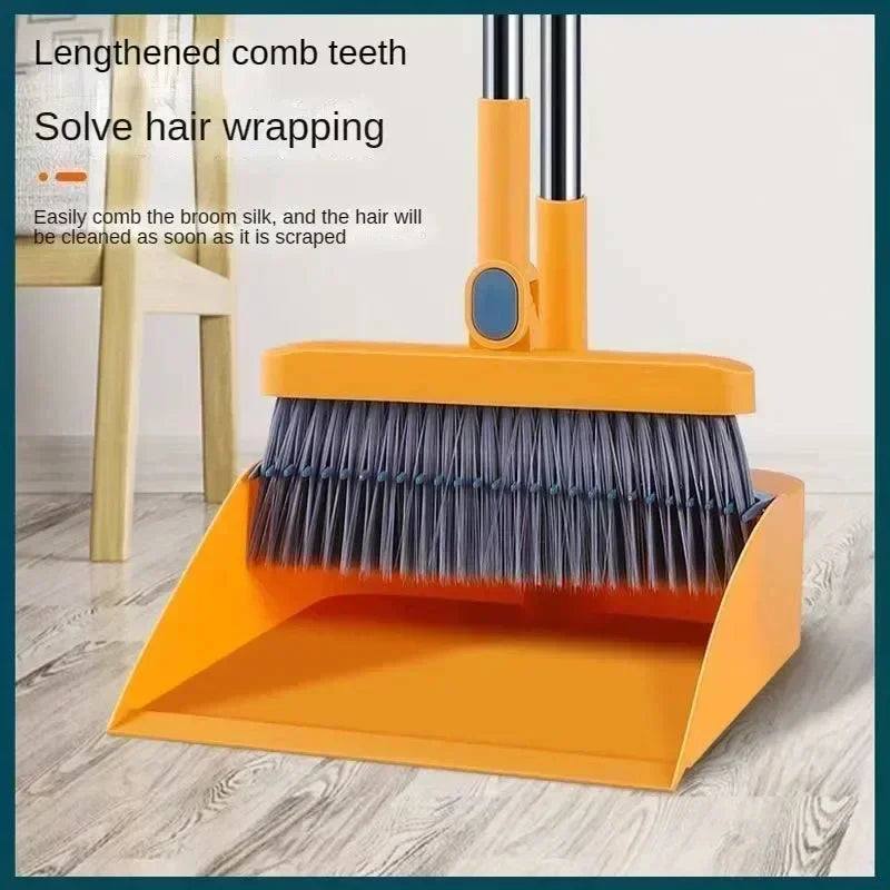 Brush And Shovel Broom And Dustpan Combination Set Vertical Folding Soft Fur Non-viscous Sweeping Broom 2 Pcs /set