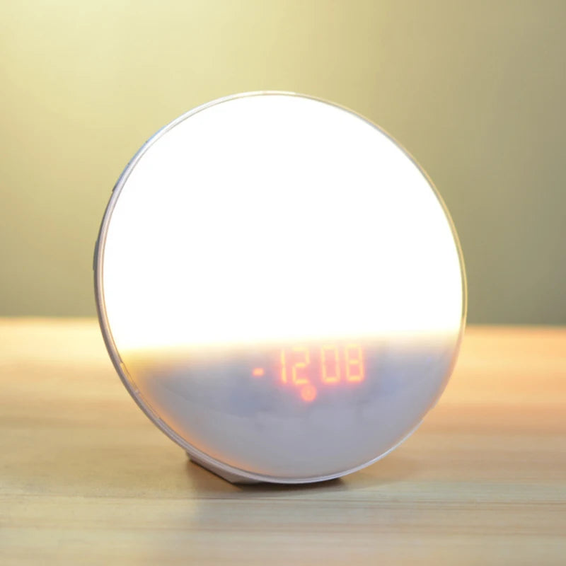 Wake Up Light Alarm Clock with Sunrise/Sunset Simulation Dual Alarms FM Radio Nightlight 7 Colors Natural Sounds Snooze