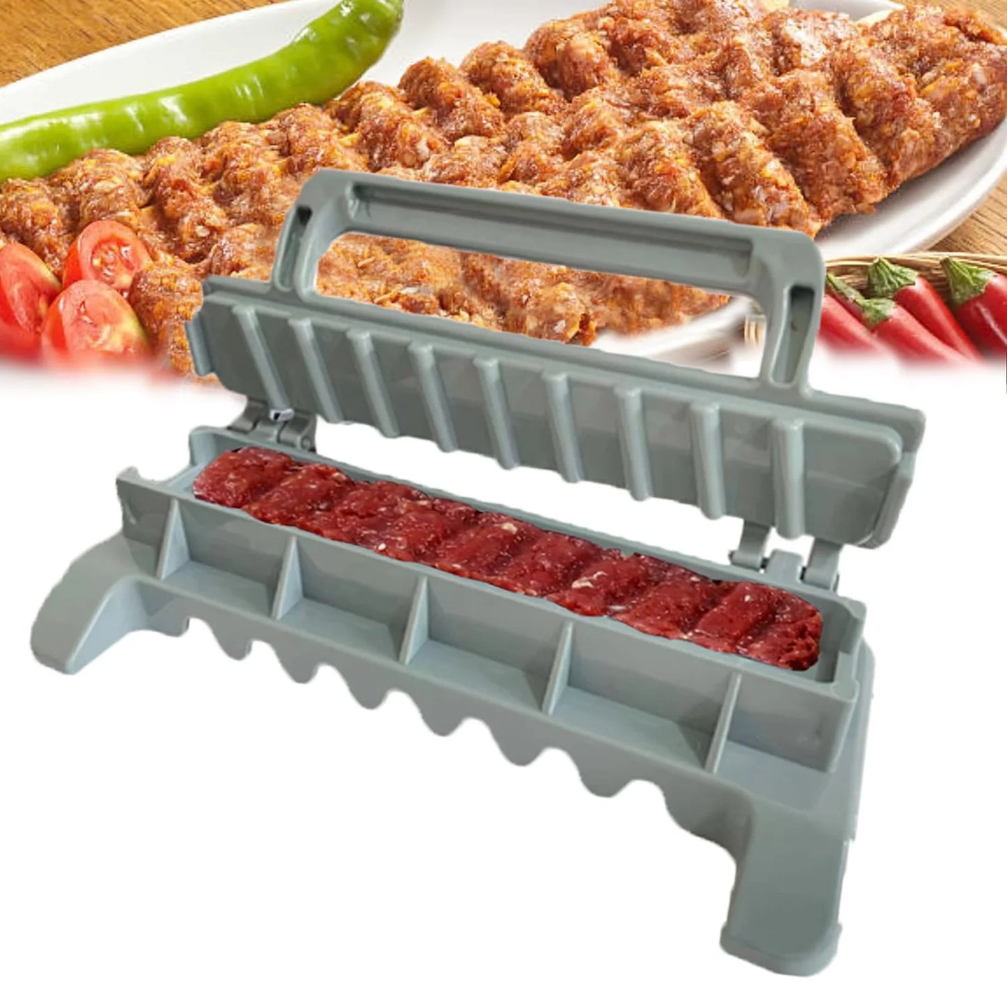 NewSingle Row Kebab Maker Bbq Meat Skewer Machine Kebab Press Maker Reusable Plastic Bbq Skewer Maker Kebab Preparation BBQ Tool