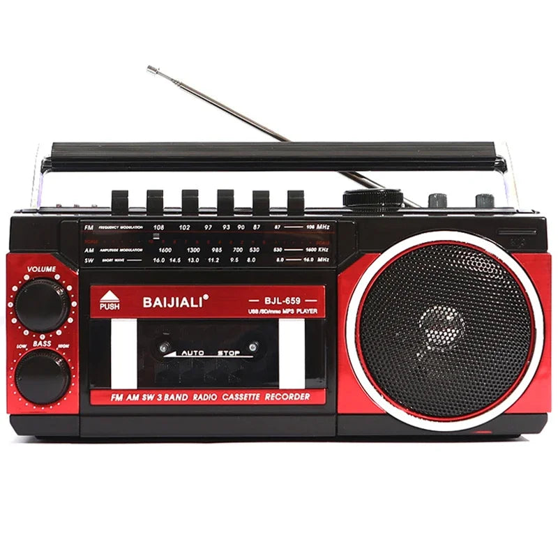 Retro Multi Band Radio, Multi Function, High Volume Tape Wireless Bluetooth Caixa De Som Family Party Elderly Radio Audio TF USB