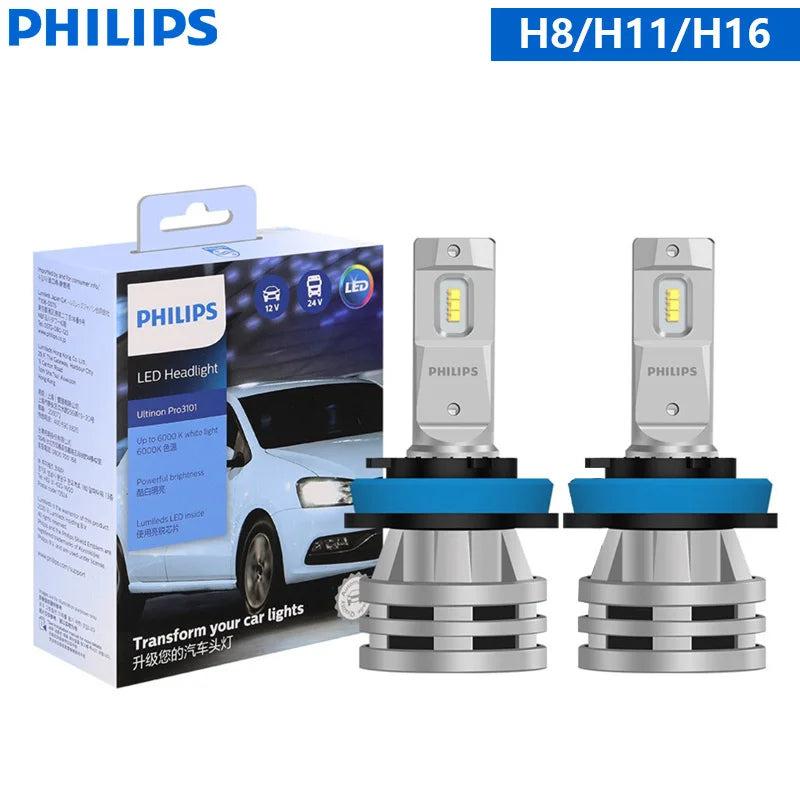 Philips Ultinon Pro3101 H1 H4 H7 H11 HB3 9005 HB4 9006 HIR2 9012 LED Car Head Light 6000K Bright White Original LED Fog Lamps