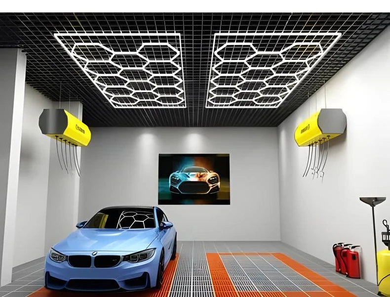 ZK20 Garage Light Hexagon Lights lamp 110V-240V Led Tube Honeycomb Ceiling Lighting For Auto Car Body Repair Led Workshop