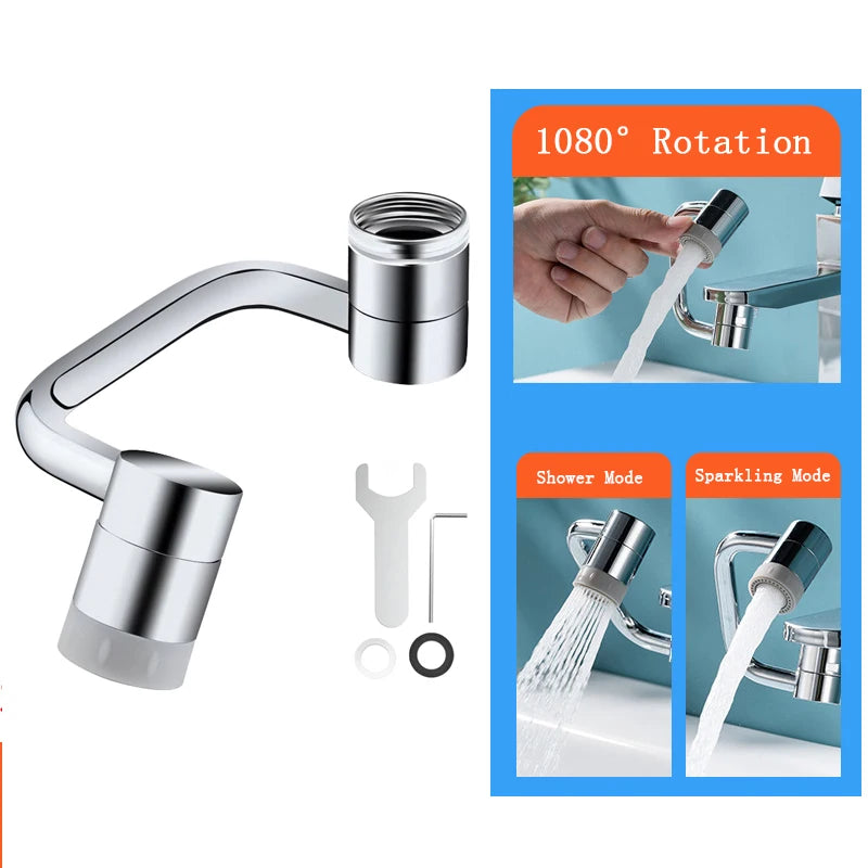 Rotatable Water tap nozzle 1080 Degree Dual mode stainless steel faucet extender For Kitchen Washbasin bathroom accessories