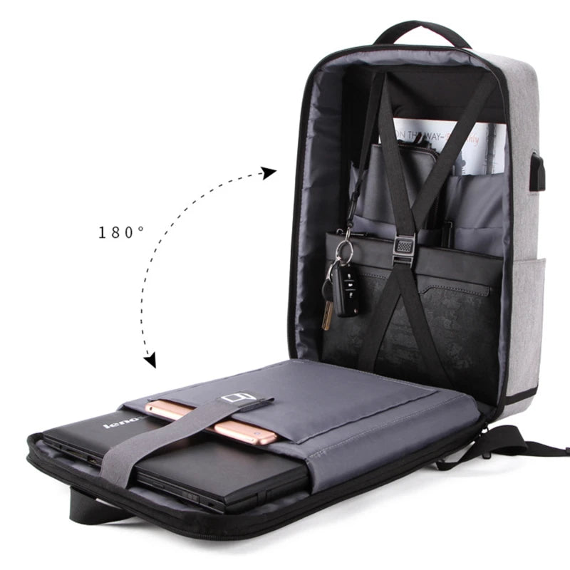 Men's Casual Hard Shell Backpack Anti-theft Backpack High Capacity Travel USB Charging Bag Fasion Business Computer Bag For Male