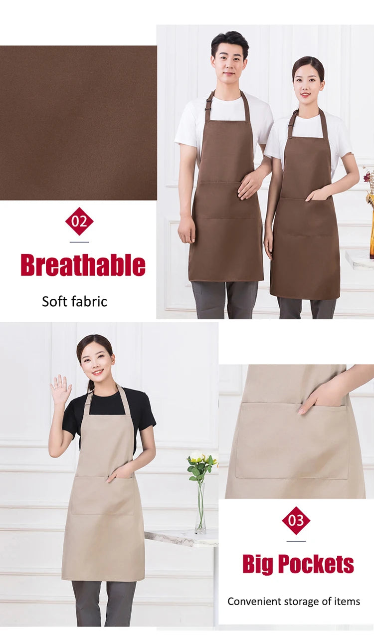 Personalized Women's Kitchen Apron for Woman Men Chef Work Apron for Grill Restaurant Bar Cafes Beauty Nails Studios Logo Design