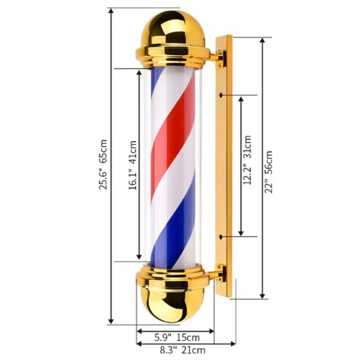 Barber Pole Light Wall Mount Wall Lamp Outdoor Rotating LED Stripes Light