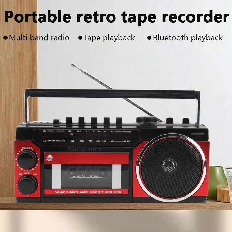 Retro Multi Band Radio, Multi Function, High Volume Tape Wireless Bluetooth Caixa De Som Family Party Elderly Radio Audio TF USB