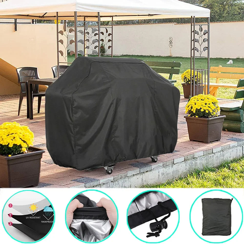 BBQ Cover Outdoor Dust Waterproof Weber Heavy Duty Grill Cover Rain Protective Outdoor Resistant Barbecue Charcoal Grill Cover