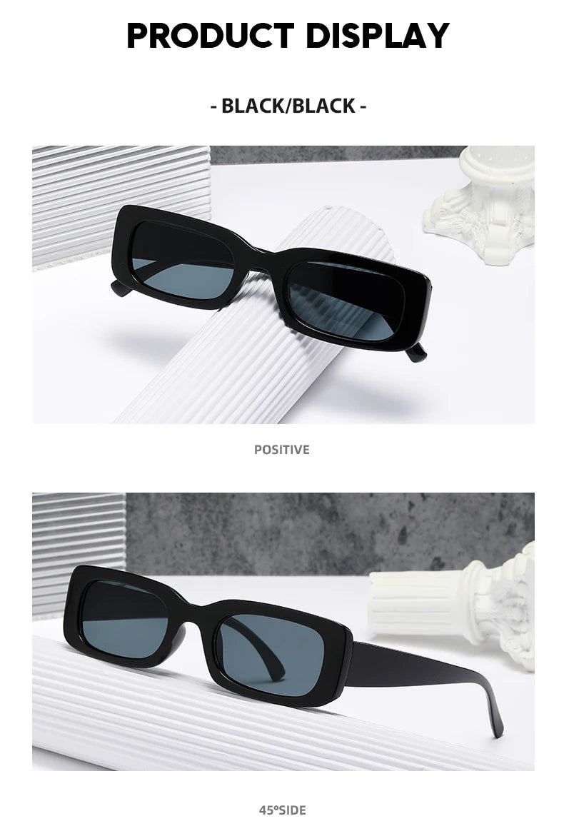 Black Square Sunglasses Men Rectangle Small Sun Glasses Male Retro Black Lens Driving Fishing Oculos UV400