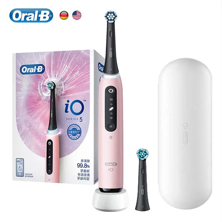 Oral B iO5 Smart Electric Toothbrush Rechargeable Bluetooth 5 Mode with Brush Head Travel Box for Adult Deep Clean Gum Care