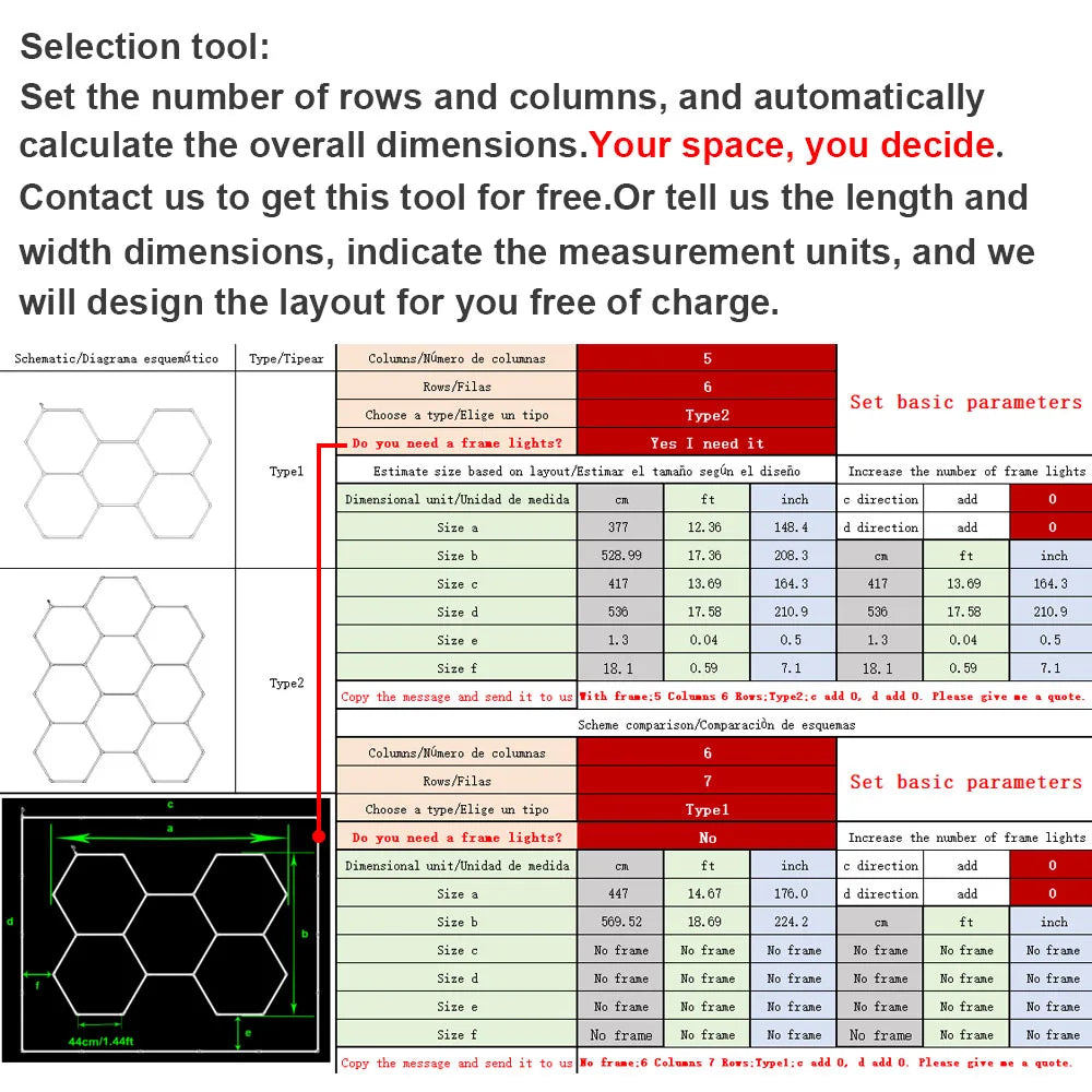 ZK20 Garage Light Hexagon Lights lamp 110V-240V Led Tube Honeycomb Ceiling Lighting For Auto Car Body Repair Led Workshop