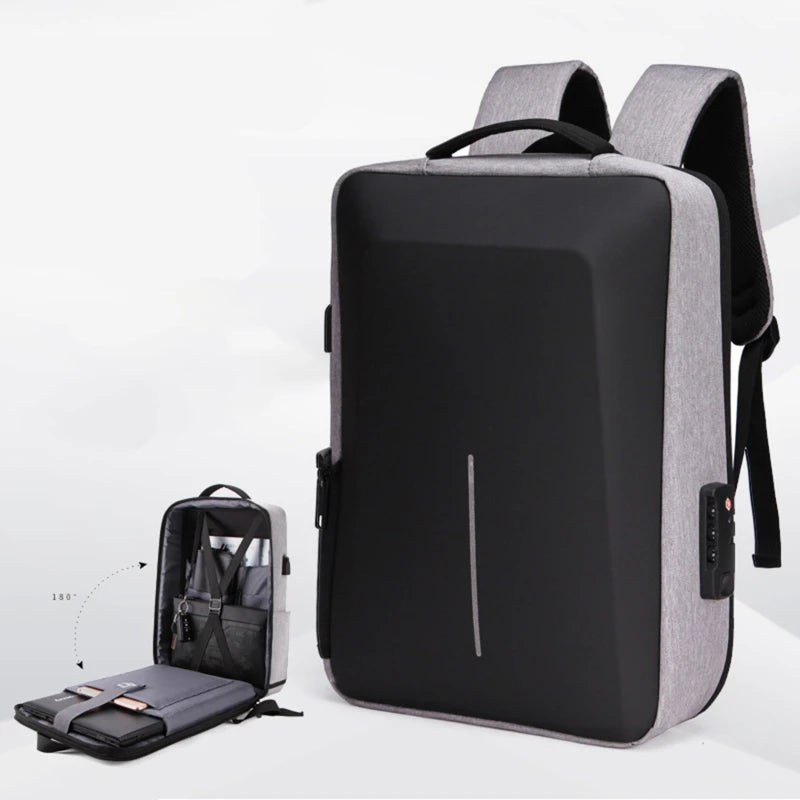 Men's Casual Hard Shell Backpack Anti-theft Backpack High Capacity Travel USB Charging Bag Fasion Business Computer Bag For Male