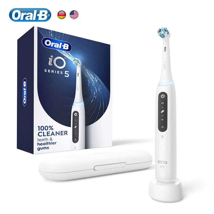 Oral B iO5 Smart Electric Toothbrush Rechargeable Bluetooth 5 Mode with Brush Head Travel Box for Adult Deep Clean Gum Care