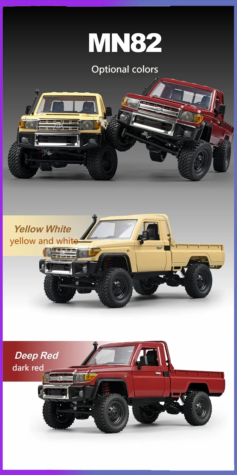 MN82  four-drive remote control off-road vehicle 1:12 RC Toyota Crawler CAR Land Patrol pickup climbing model toy Christmas gift