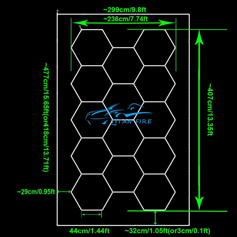 ZK20 Garage Light Hexagon Lights lamp 110V-240V Led Tube Honeycomb Ceiling Lighting For Auto Car Body Repair Led Workshop