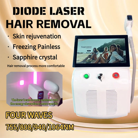 Diode Laser Hair Removal Professional Machine painless cooling permanent lazer hair removal 4 Wavelengths 755 808 940 1064