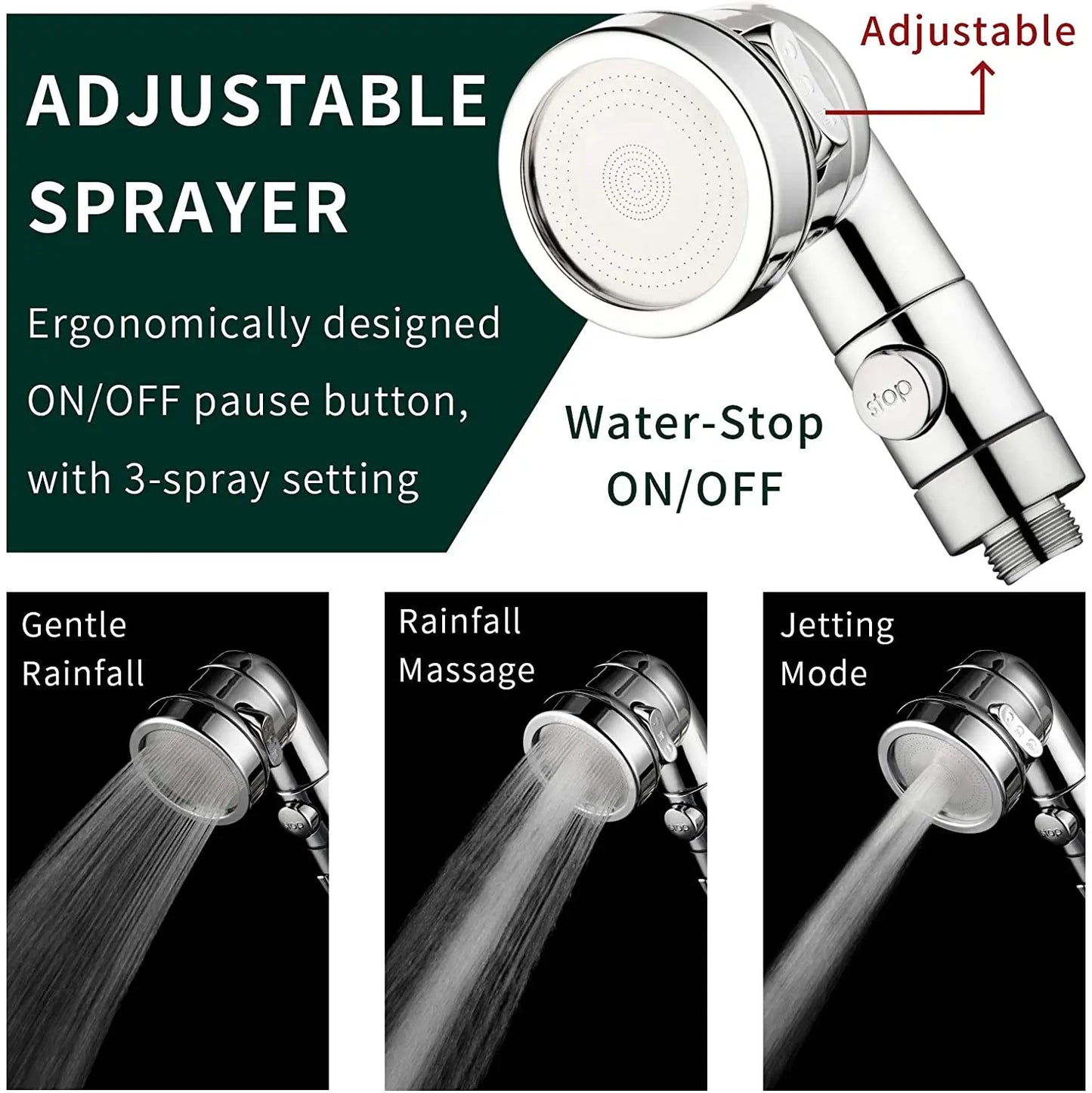 New Shower Faucet Set Hose Handheld Shower Head Spray Tap Attachment Sprayer Sink Bathroom Fixture Wall Mounted Silver Sprayers