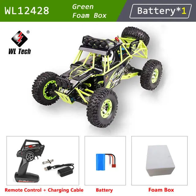 WLtoys 12428 1:12 4WD RC Racing Car High Speed Off-Road Remote Control Alloy Climbing Truck LED Light Buggy Boys Toys Kids Gift